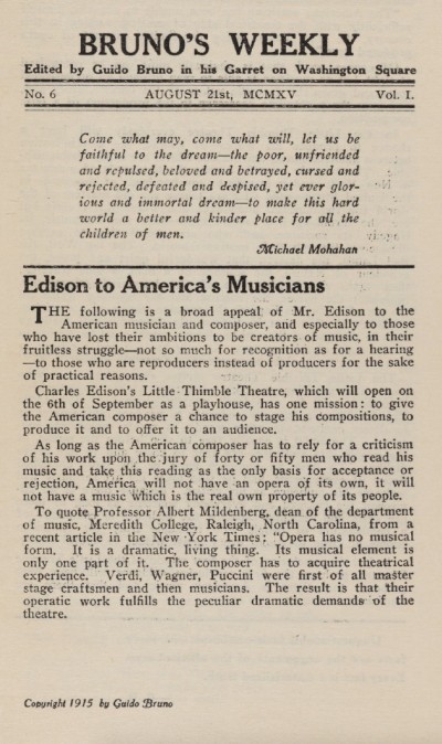 Jaquette Edison to America’s Musicians
