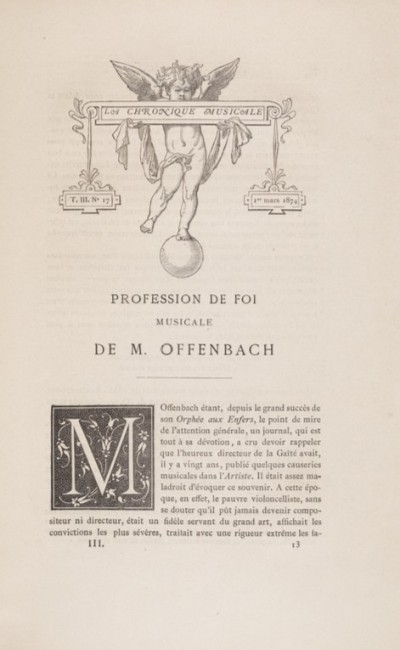 Jaquette Profession de foi musicale de M. Offenbach