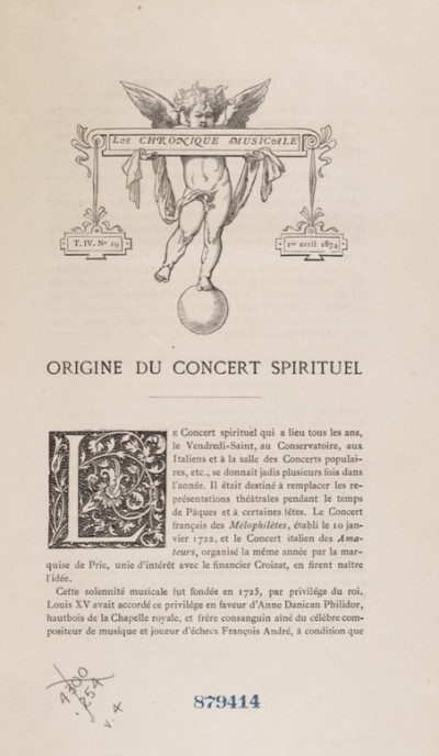 Jaquette Origine du concert spirituel