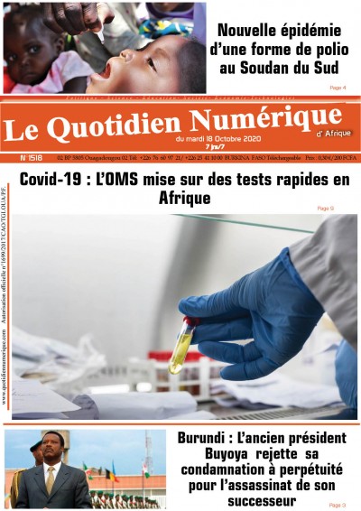 Jaquette Afrique/Covid19:L’OMS mise sur des tests rapides
