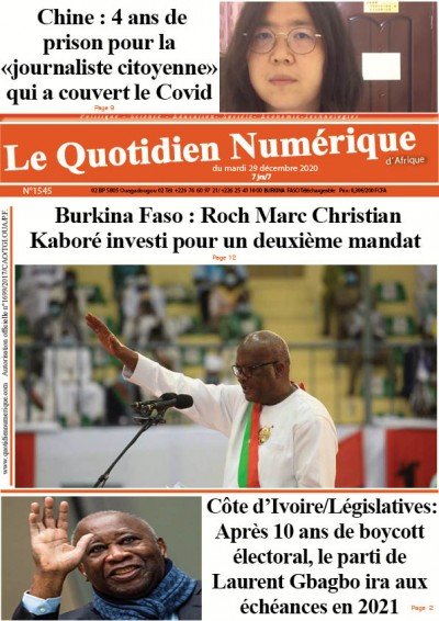 Jaquette Burkina Faso:Roch Marc Christian Kaboré investi