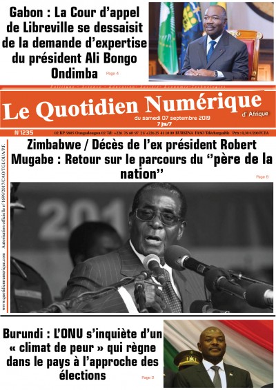 Jaquette Zimbabwe:Décès de l’ex président Robert Mugabe