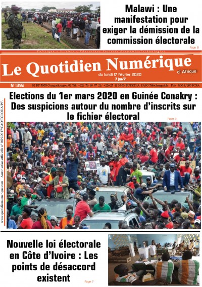 Jaquette Elections du 1er mars 2020 en Guinée Conakry