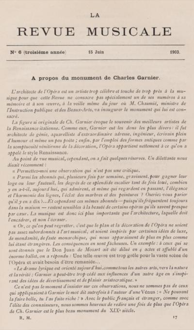À propos du monument de Charles Garnier