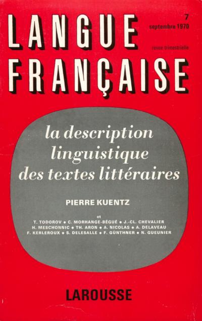 Description linguistique des textes littéraires