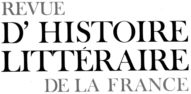 revue la revue d'histoire littéraire de la france