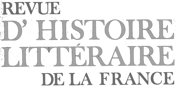 revue revue d'histoire littéraire de la france